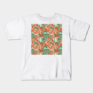 Psychadelic marble pattern design with strawberry colors Kids T-Shirt